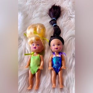 Barbie Kelly Dolls - set of 2 - blonde and dark brown hair - 1994 ?‎